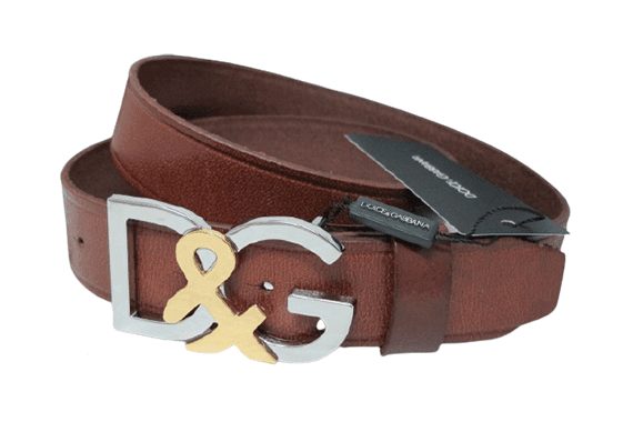 דולצ'ה וגבאנה-D&G Belt - Nutmeg & Selver Gold Logo – תמונה 2