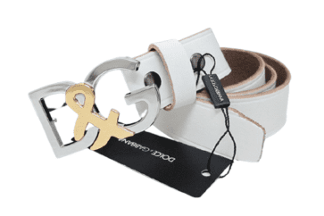 דולצ'ה וגבאנה-D&G Belt - White & Selver Gold Logo