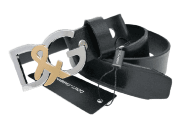 דולצ'ה וגבאנה-D&G Belt - Black & Selver Gold Logo