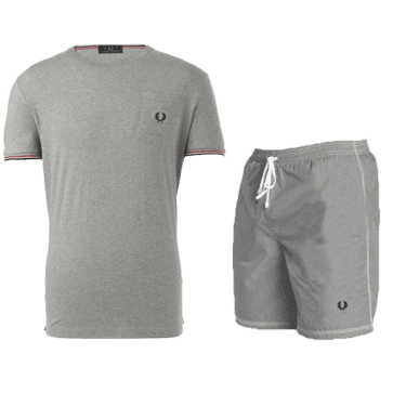 פרד פרי-FRED PERRY SHORT SUIT GRAY