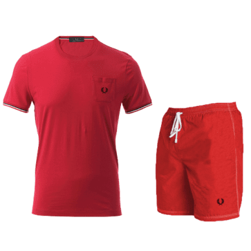 פרד פרי-FRED PERRY SHORT SUIT RED