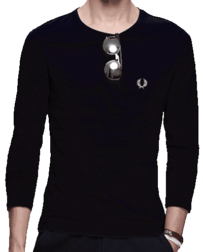 פרד פרי-FRED PERRY TSHIRT LONG MEN - BLACK